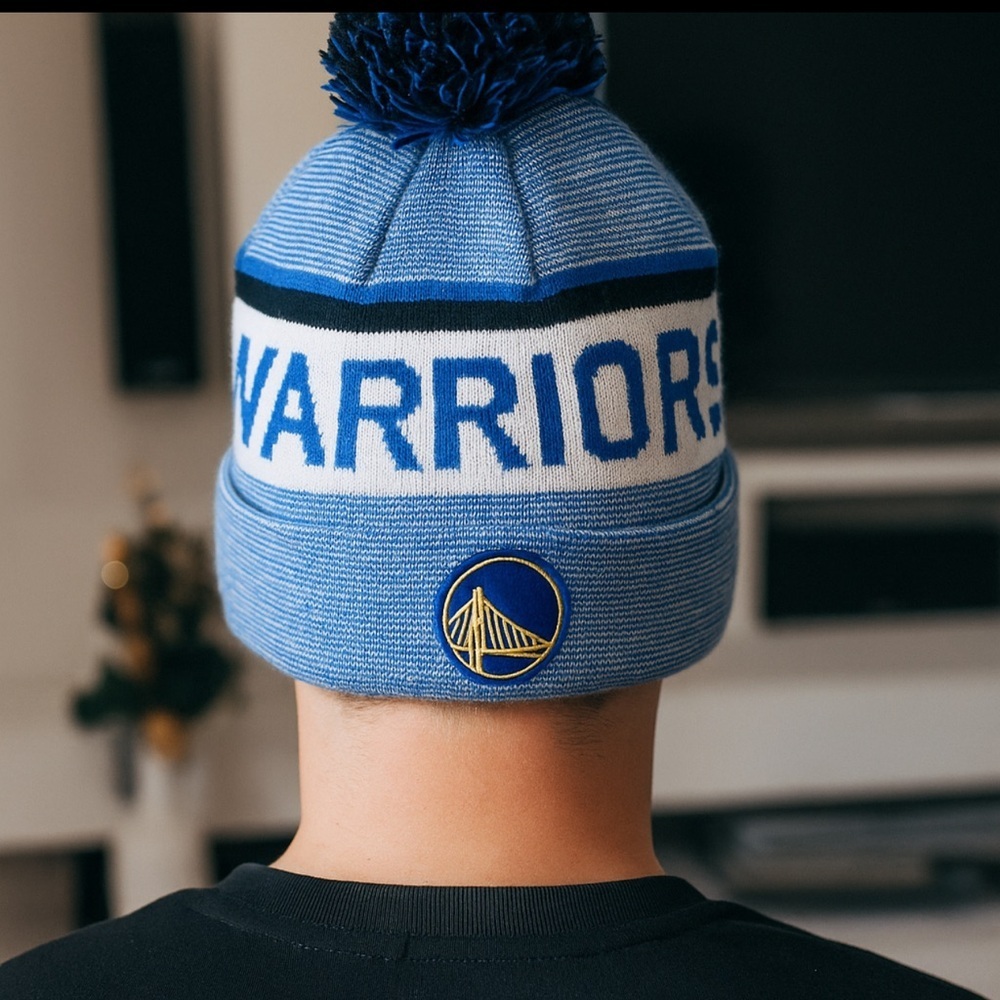 NBA Golden State Warriors Blue Pom Pom Beanie OSFM